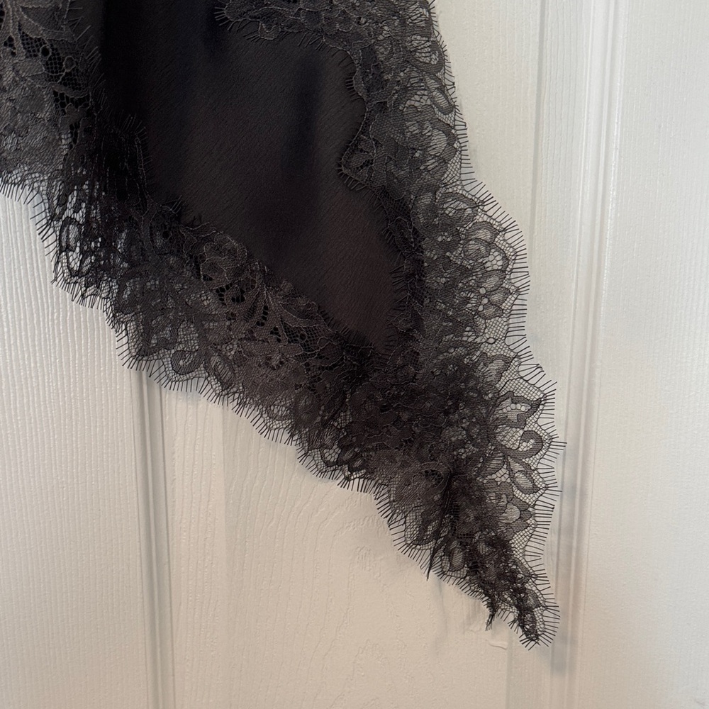 Zara Elegant Dark Gray Lace Trim Asymmetrical Skirt with Side Zip - Size L NWT - Picture 6 of 17
